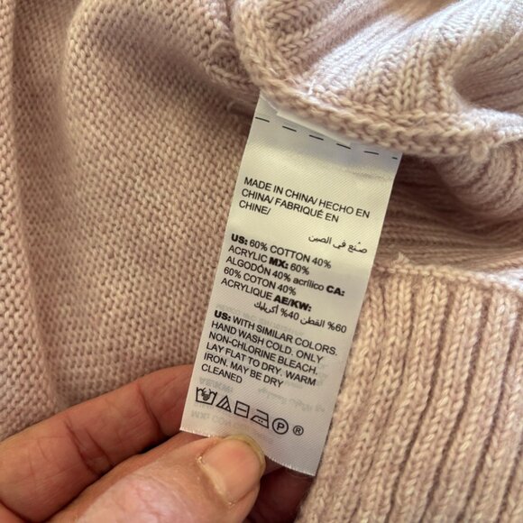 Chicos Pink Knit Sweater Size 1 M Ribbed Hem & Sleeves Relaxed Cotton & Acrylic - Picture 5 of 9